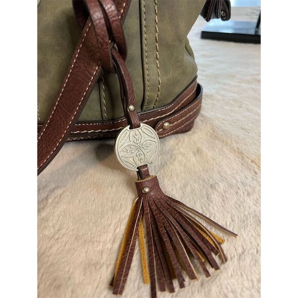 b.o.c. Marsdon Women's Green & Brown Shoulder Bag with Tassel Detail - Picture 3 of 16
